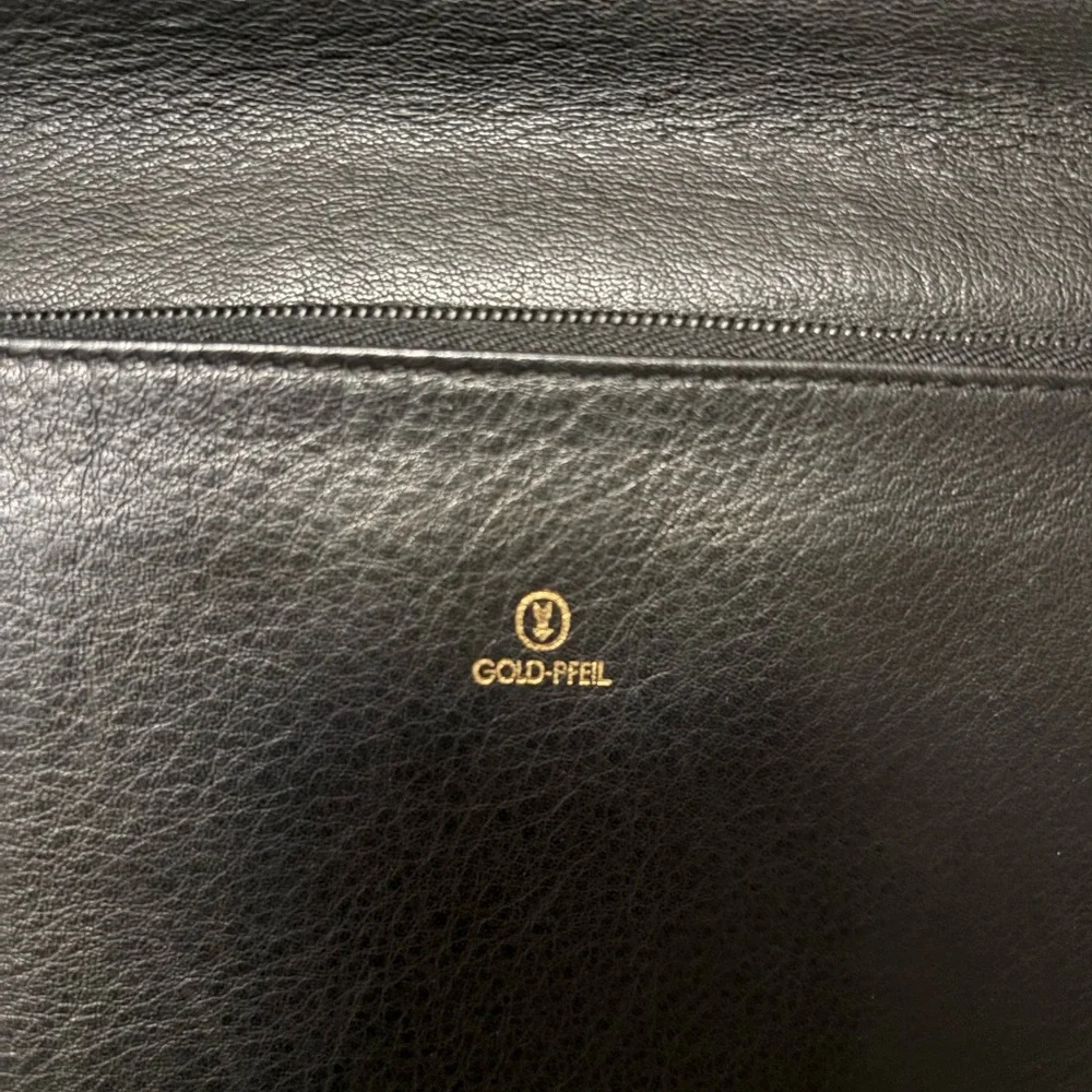 Vintage Goldpfeil Leather Briefcase Clutch Black